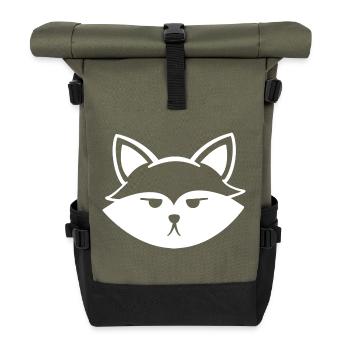 Grimmiger niedlicher Fuchs - Rolltop Rucksack - Olive/Schwarz - Vorne