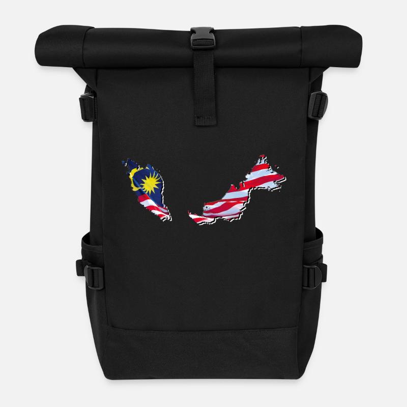 Drapeau de la Malaisie sur la carte de la Malaisie - Sac à dos roll top - noir