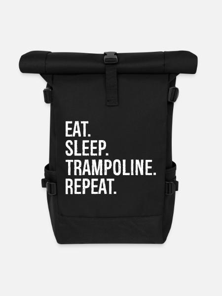 eat sleep trampoline repeat - Rolltop Rucksack - Schwarz