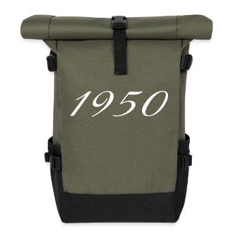 1950er Jahre Geburtstagsgeschenk, Original seit 1950 - Rolltop Rucksack - Olive/Schwarz - Vorne