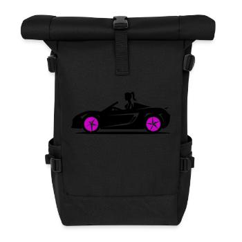 Frau Sportwagen Cabrio Auto - Rolltop Rucksack - Schwarz - Vorne