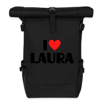 I love Laura Red Heart Love Fan Gift - Roll Top Backpack - black - Front