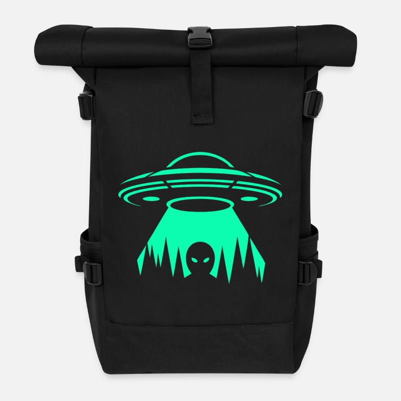 UFO Neon Abduction - Roll Top Backpack - black