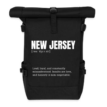 New Jersey Wortkunst Hoodie Design - Rolltop Rucksack - Schwarz - Vorne
