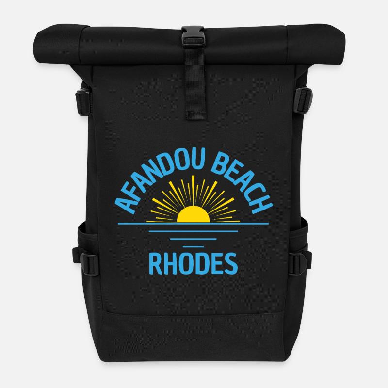 Afandou Beach Rhodes Sunrise - Roll Top Backpack - black