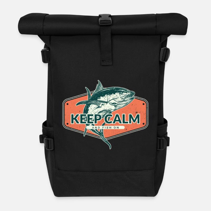 Reste calme et continue de pêcher - Sac à dos roll top - noir