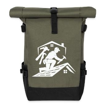 Roofer silhouette on the roof - Roll Top Backpack - olive/black - Front