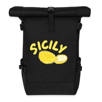 Sicily Zitronen Illustration - Sicily - Rolltop Rucksack - Schwarz - Vorne