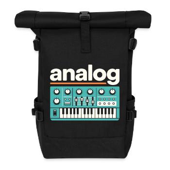 Analoger Synthesizer Retro Music - Rolltop Rucksack - Schwarz - Vorne
