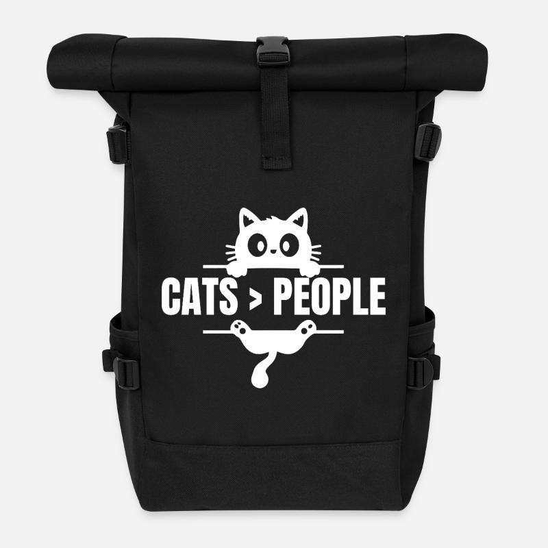 Katzen > Menschen - Rolltop Rucksack - Schwarz