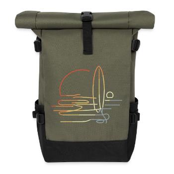 Surfing Vintage Look - Roll Top Backpack - olive/black - Front