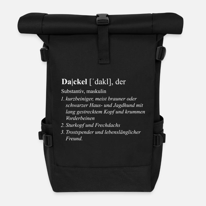 Dackel Duden - Rolltop Rucksack - Schwarz