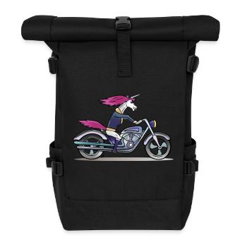 Badass Unicorn - Einhorn - Rolltop Rucksack - Schwarz - Vorne