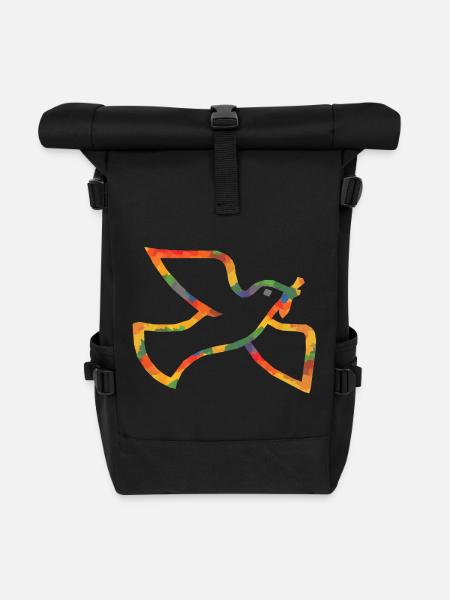 Farbige Friedenstaube - Rolltop Rucksack - Schwarz
