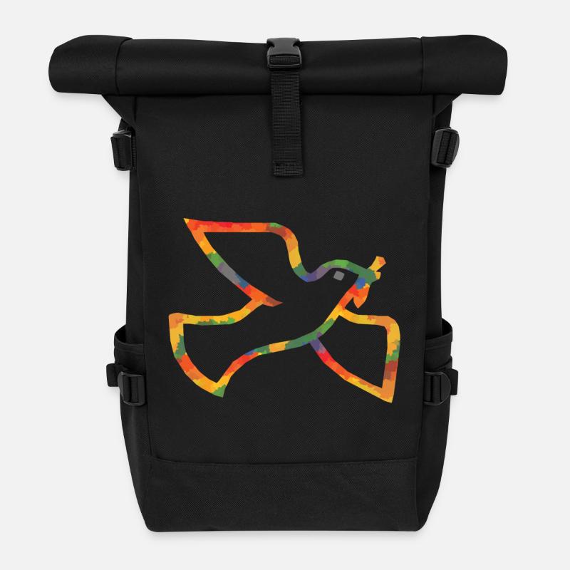Couleur de Colombe de la paix - Sac à dos roll top - noir