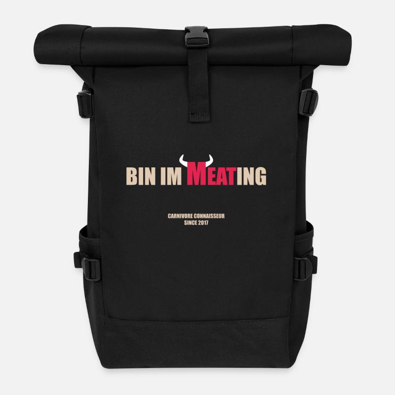 Bin im Meating - Bin im Meeting - Lustige Grill-Ta - Rolltop Rucksack - Schwarz