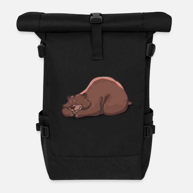 Schlafender Bär - Rolltop Rucksack - Schwarz
