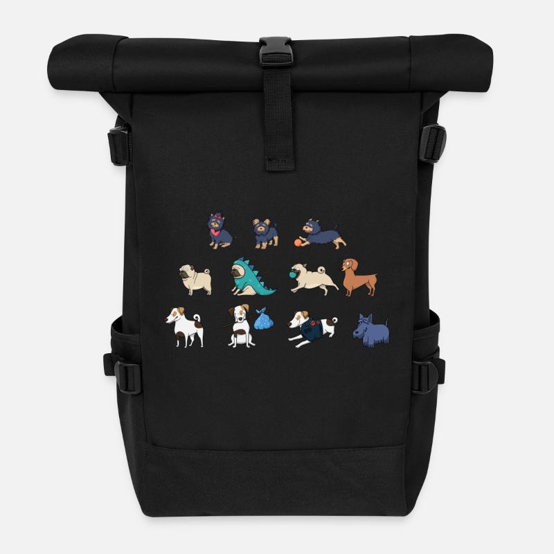 chiens mignons - Sac à dos roll top - noir