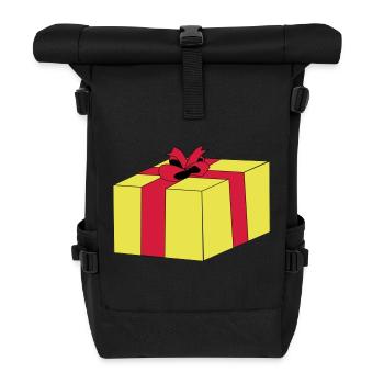 Gift wrapped surprise ribbon package - Roll Top Backpack - black - Front