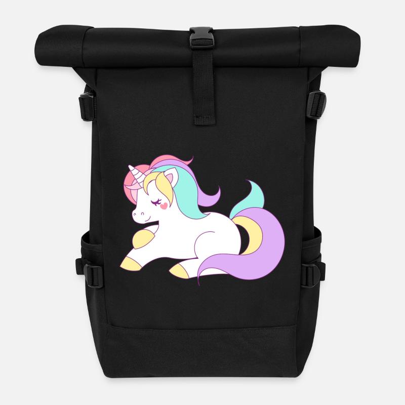 Einhorn - Rolltop Rucksack - Schwarz