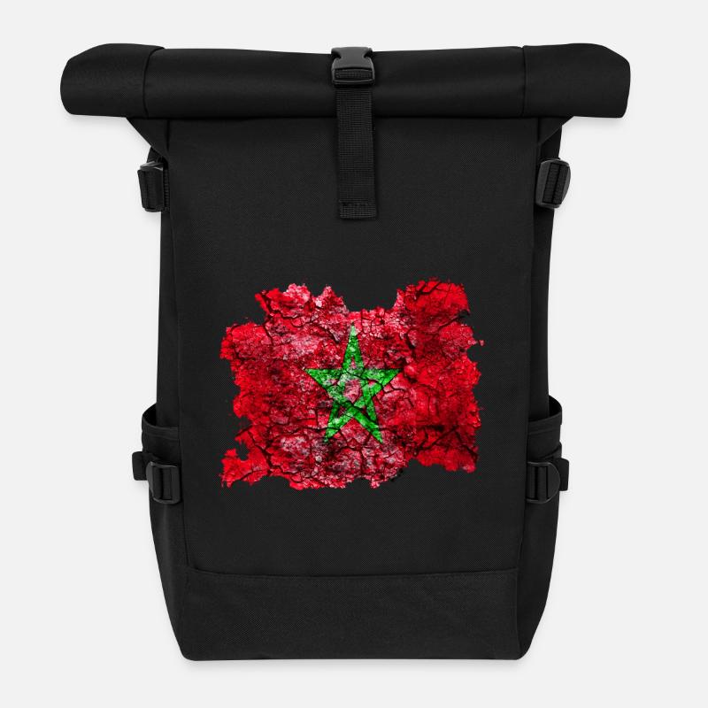 Marokko Vintage Flagge - Rolltop Rucksack - Schwarz