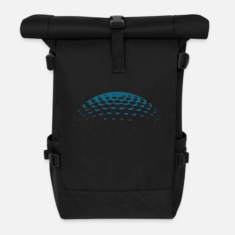 Golf ball on blue - Roll Top Backpack - black