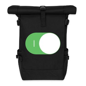 An/Aus Schalter ON/OFF - Rolltop Rucksack - Schwarz - Vorne