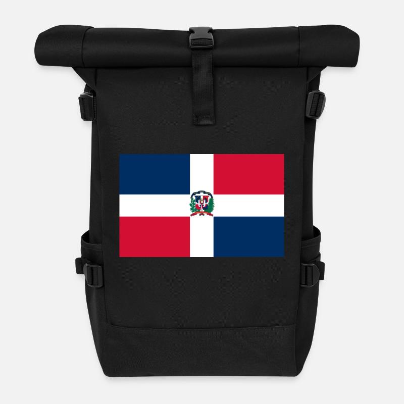 Flagge der Dominikanischen Republik - Rolltop Rucksack - Schwarz
