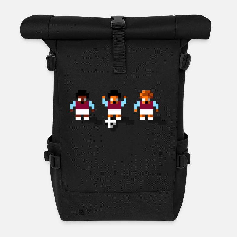 Soccer Claret and Blue - Roll Top Backpack - black