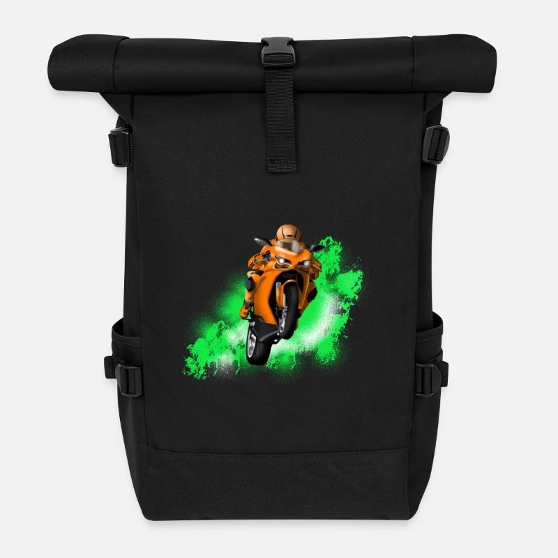 Motorrad - Rolltop Rucksack - Schwarz