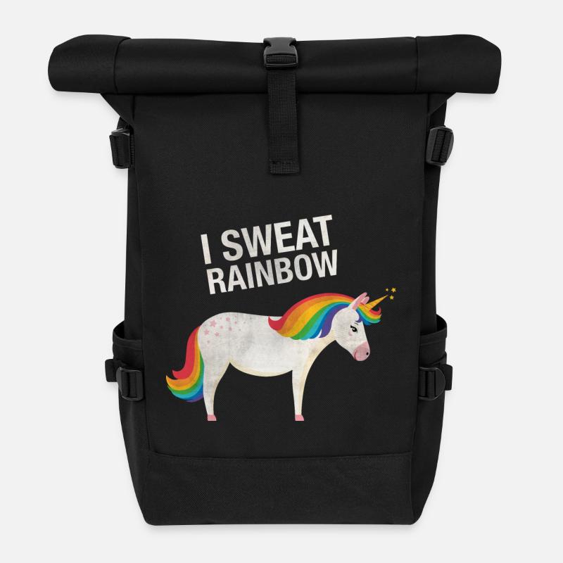 I Sweat Rainbow | Cool Unicorn Retro Vintage Style - Sac à dos roll top - noir