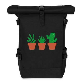 plants - Roll Top Backpack - black - Front