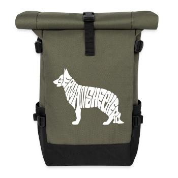 german shepherd - Roll Top Backpack - olive/black - Front