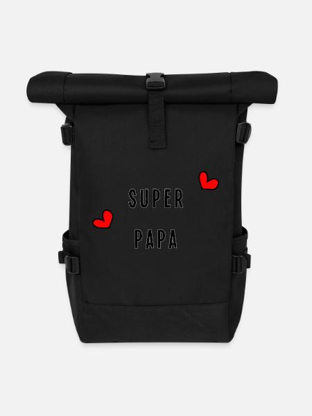 SUPER PAPA. PAPA - Sac à dos roll top - noir