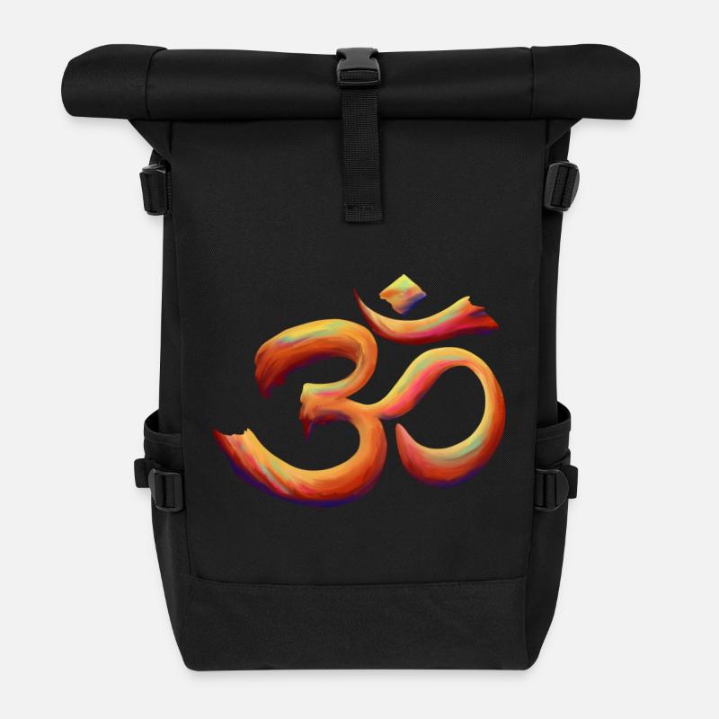 Om Rainbow Brush - Roll Top Backpack - black