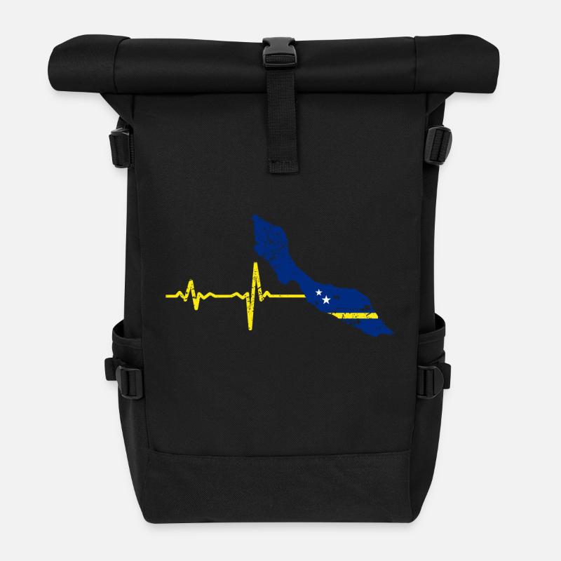 Heartbeat Curacao gift - Roll Top Backpack - black
