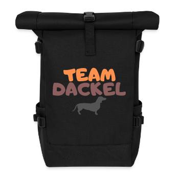 Team Dackel Hundefreund Hundeliebhaber - Rolltop Rucksack - Schwarz - Vorne