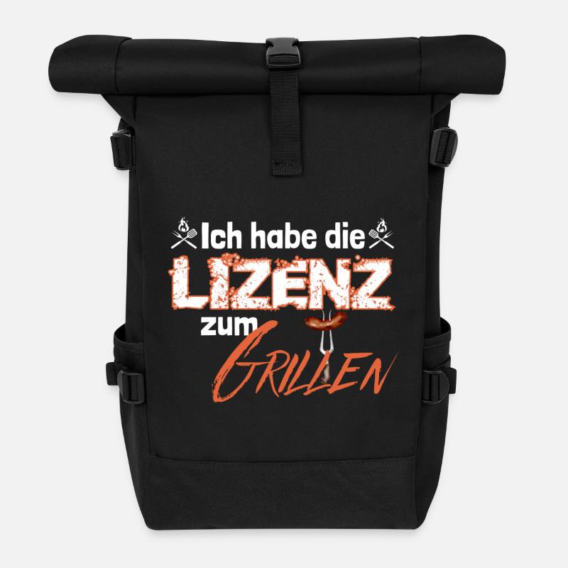 Lizenz zum Grillen - Rolltop Rucksack - Schwarz