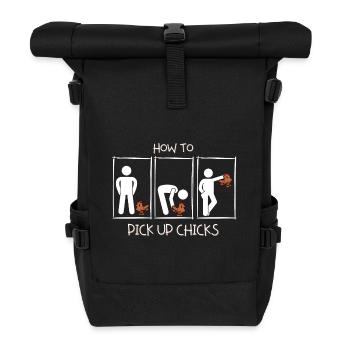 Wie man Mädchen aufreißt - How to pick up chicks. - Rolltop Rucksack - Schwarz - Vorne