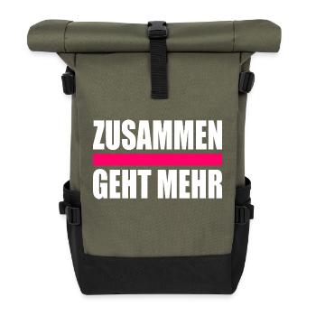 Zusammen geht mehr - Rolltop Rucksack - Olive/Schwarz - Vorne