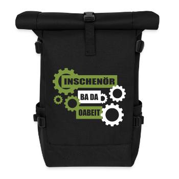 Inschenör ba da Oabeit, engineer at work - Roll Top Backpack - black - Front