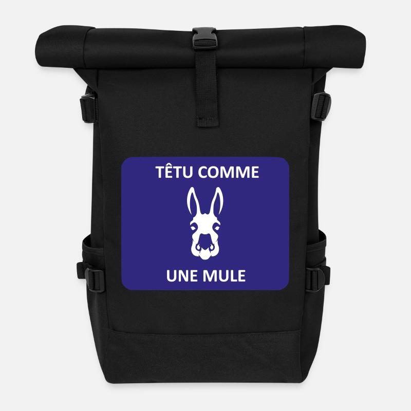 Stur wie ein Maultier - Rolltop Rucksack - Schwarz