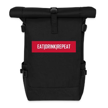 Eat Drink Repeat - Rolltop Rucksack - Schwarz - Vorne