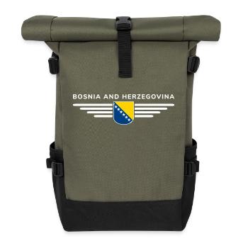 Bosnien & Herzegowina T-Shirt - Rolltop Rucksack - Olive/Schwarz - Vorne