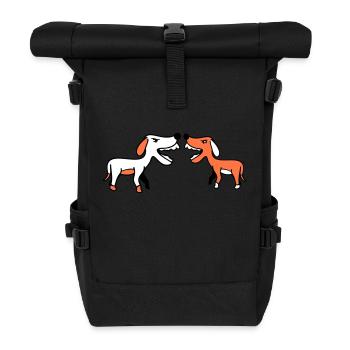 2 dogs bark loudly at Nasty Fight Biting Team - Roll Top Backpack - black - Front