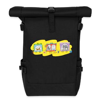 Animals circus Vintage Retro - Roll Top Backpack - black - Front