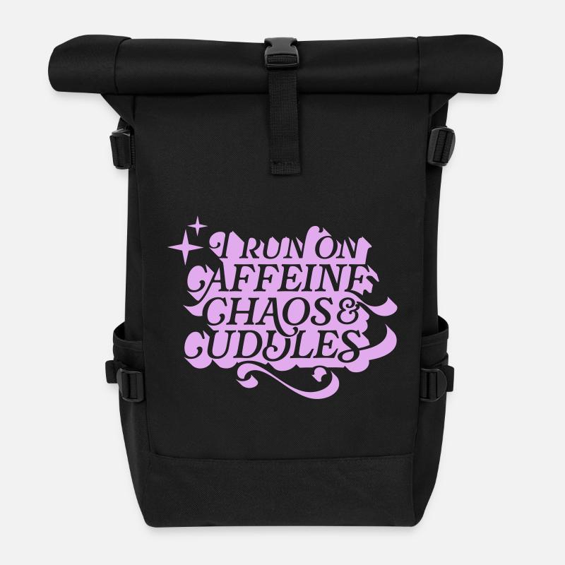 Caffeine Chaos Cuddles – Power Mode On - Rolltop Rucksack - Schwarz