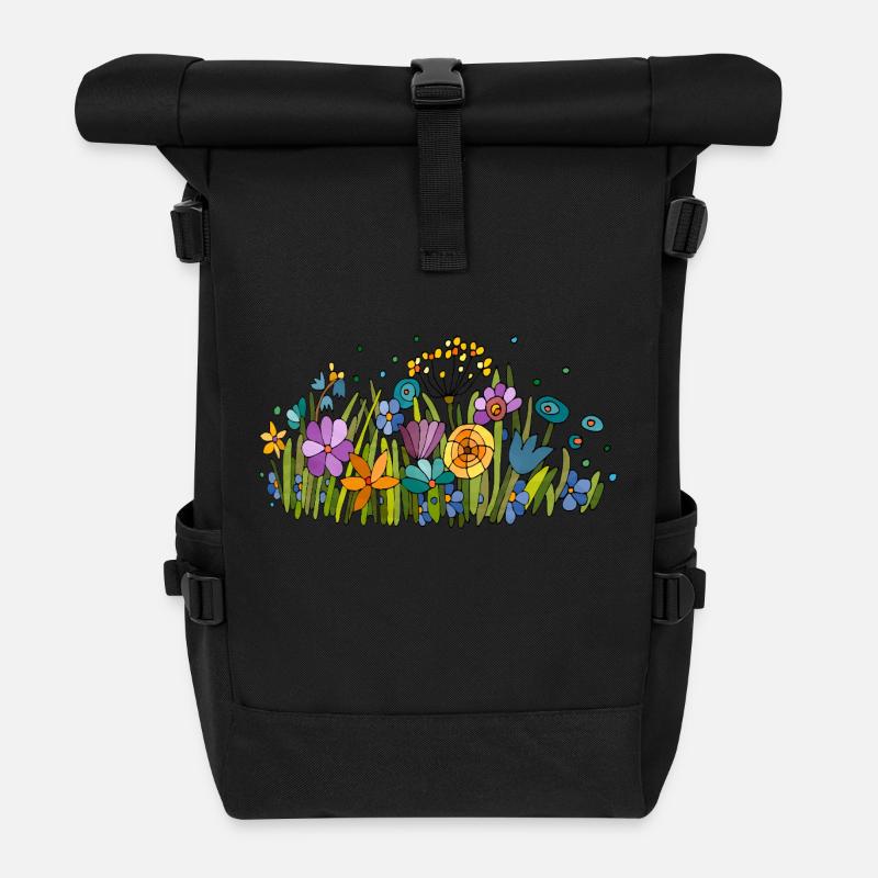Fleur - Sac à dos roll top - noir