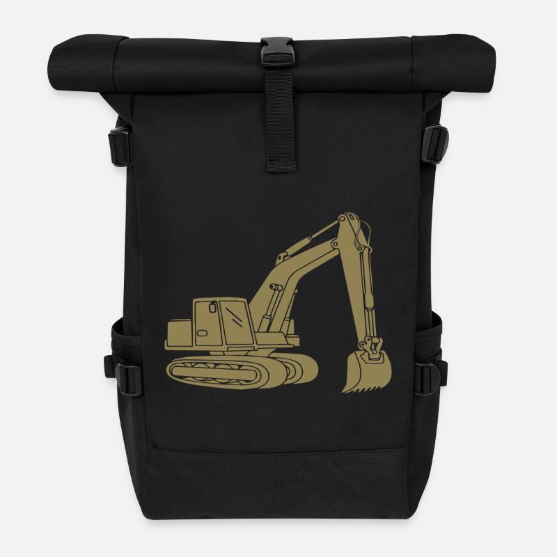 Bagger Silhouette Baugeräteführer Tiefbau - Rolltop Rucksack - Schwarz