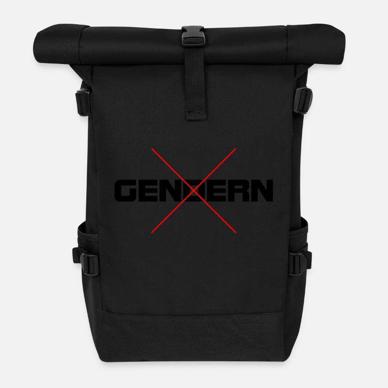 Gegen das Gendern - Rolltop Rucksack - Schwarz